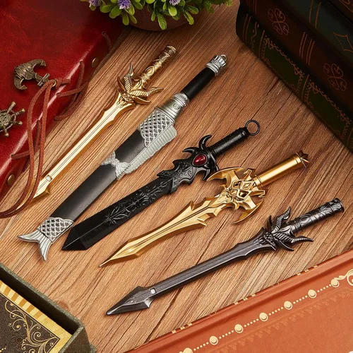 Miniatura 4 de Yexiya Juego de 24 bolígrafos estilo espada antigua con tinta de gel, divertidos y geniales bolígrafos de espada de plástico con tinta de gel