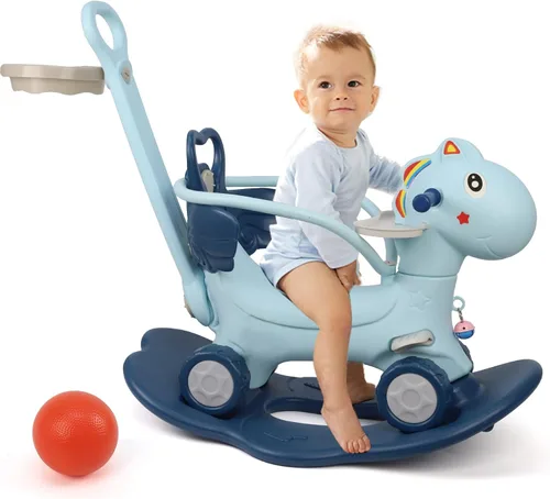 Ancaixin Caballo mecedor 4 en 1 de 1 a 3 años, juguete mecedor para bebé, regalo de cumpleaños para niños pequeños de 1 a 3 años, juguetes de paseo