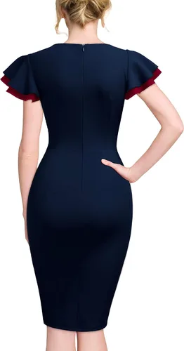 Miniatura 2 de Miusol Vestido de Noche Vintage con Cuello en V Profundo Estilo Naval para Mujer de Lápiz