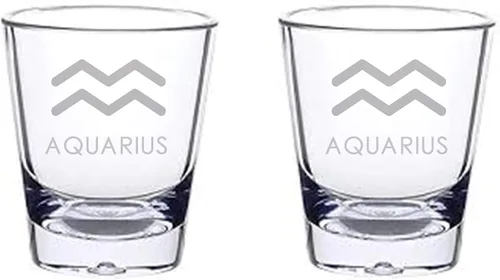 Miniatura 2 de Juego de 2 vasos de chupito de signos del zodiaco Aries Leo Cáncer Piscis Escorpio Tauro Sagitario Géminis Virgo Libra Capricornio Acuario (AQUARIUS)