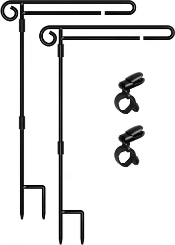 Miniatura 9 de HOOSUN Soporte para Bandera de Jardín, Soporte de Hierro Forjado para Bandera de Patio, Soporte Perfecto para Banderas de Jardín de 12.5x18