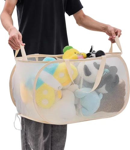 Miniatura 4 de Cesta organizadora de juguetes grande para niños, niñas, contenedores plegables de almacenamiento de juguetes con divisores y 2 asas resistentes