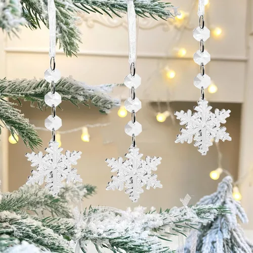 Miniatura 8 de 24 unidades de carámbanos colgantes de plástico con gota para árbol de Navidad, decoraciones de boda y fiesta (transparencia)