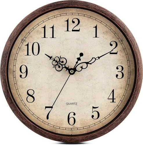 Miniatura 12 de Bernhard Products Reloj de pared marrón vintage, silencioso, sin tictac, de 16 pulgadas, extra grande, de cuarzo, funciona con pilas, redondo