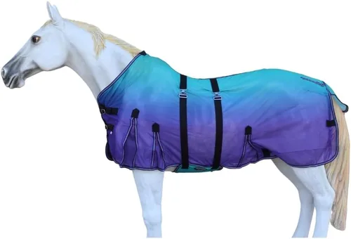 Miniatura 3 de CHALLENGER 64" Caballo Malla Ligero Transpirable Verano Primavera Hoja Bellyband 73440 Púrpura Verde azulado Ombre