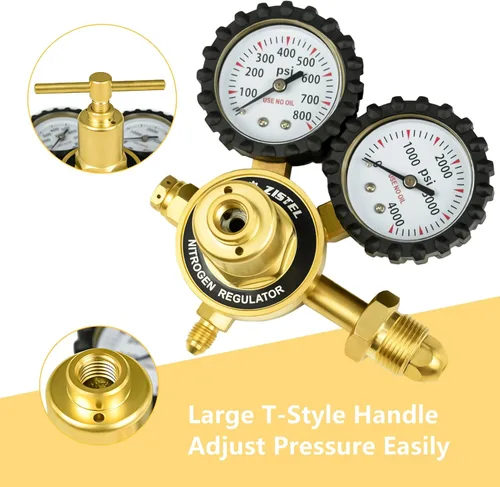 Miniatura 4 de Regulador de nitrógeno con presión de entrega de 0-800PSI, manguera de 6.6 pies CGA580 conexión de entrada y ajuste de llamarada macho de 1/4