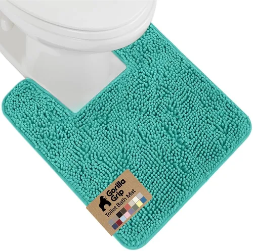 Miniatura 40 de Gorilla Grip - Tapete de baño afelpado, absorbente, peludo, de felpilla, para base de inodoro cuadrada, reverso de goma, suave, de microfibra, claro