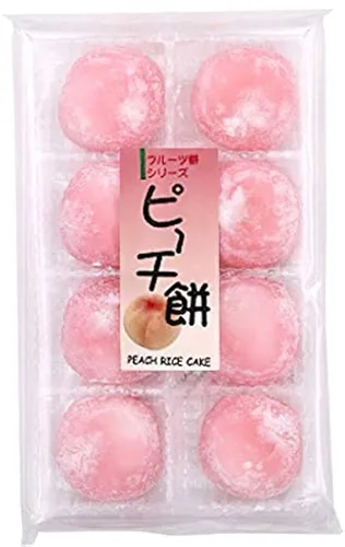Pastel de arroz japonés con sabor a durazno Mochi Fruits (8 piezas) - 7.4 onzas (paquete de 1)