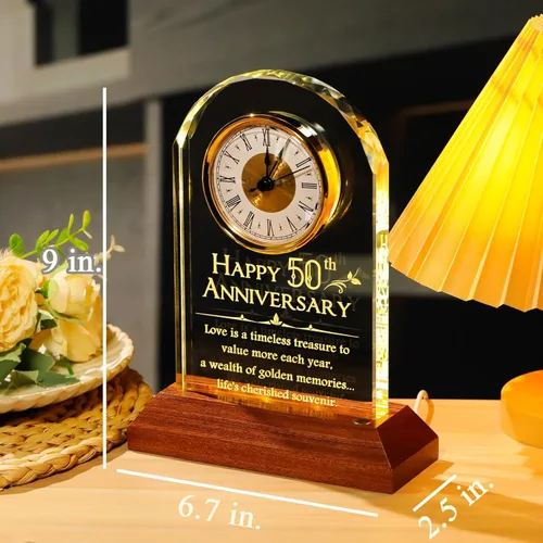 Miniatura 2 de YWHL Regalos de reloj de aniversario de boda de 50 años para padres y abuelos, regalos de aniversario de 50 años para parejas, relojes de mesa