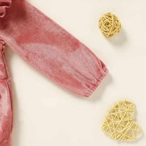 Miniatura 26 de GRNSHTS Ropa de primer cumpleaños para niña de terciopelo de un año de edad, mameluco de manga larga + diadema, 2 piezas de trajes de pastel