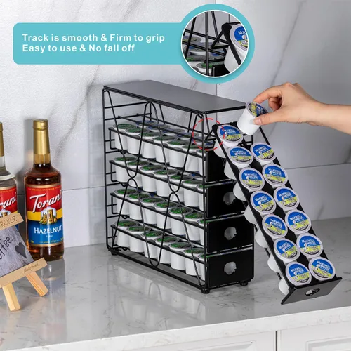 Miniatura 5 de FlagShip Organizador de tazas K para cajón de cápsulas Keurig, soporte grande para cápsulas de café Mullti (capacidad de 70 cápsulas)