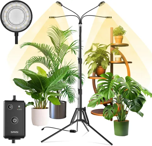 Miniatura 12 de SANSI Luces de cultivo para plantas de interior, luces regulables de 30 W para cultivo en interiores, 3 cabezales de 35 a 65 pulgadas, soporte