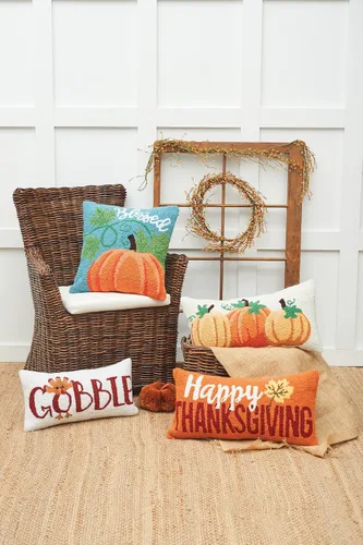 Miniatura 3 de C&F Home Blessed Pumpkin - Almohada con gancho de 18 x 18 pulgadas, color azul