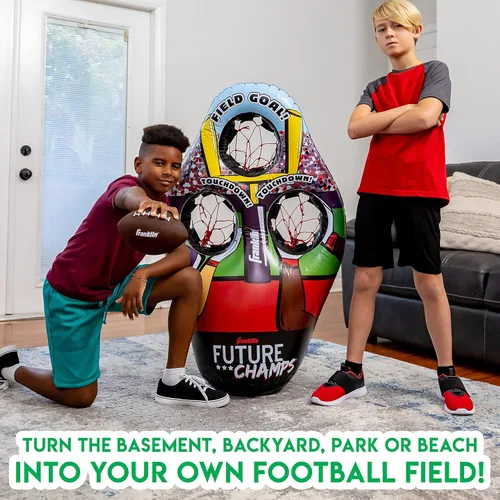 Miniatura 10 de Franklin Sports Juego de lanzamiento de objetivos de fútbol para niños, juguete inflable de tiro con mini pelotas de fútbol suaves - Divertido juego