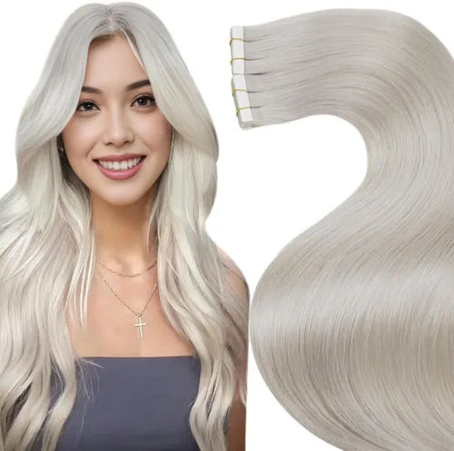 Miniatura 37 de LaaVoo - Extensiones de cabello humano Remy adhesivas con cinta invisible, cabello negro natural, extensiones de cabello para mujeres de color, 20