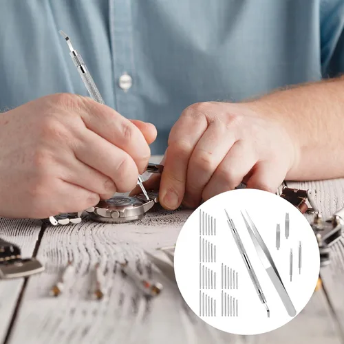 Miniatura 7 de Kit de repuesto de pasadores de correa de reloj, barra de resorte, herramienta de extracción de pasadores de eslabones con 36 pines de acero