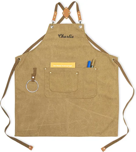Miniatura 9 de Delantales de lona para mujeres y hombres, delantal de chef personalizado, para taller, cocina, carpintería, jardinería, camarero