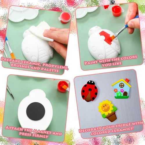 Miniatura 4 de Simgoing Juego de 24 juegos de pintura de cerámica para bricolaje, listo para pintar, cerámica, pintura, manualidades, artes y manualidades, juego