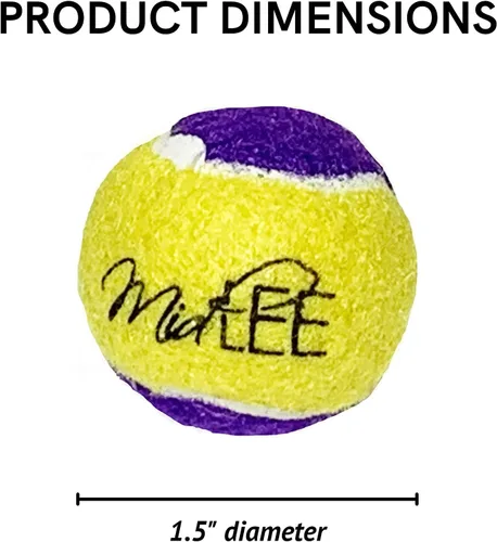 Miniatura 7 de Midlee Squeaky Mini pelota de tenis para perros de 1.5 pulgadas, paquete de 12 (amarillo/morado)