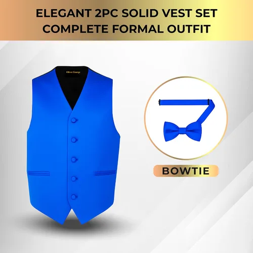 Miniatura 5 de Conjunto de chaleco formal sólido para hombre, esmoquin, chaleco y pajarita para traje o esmoquin