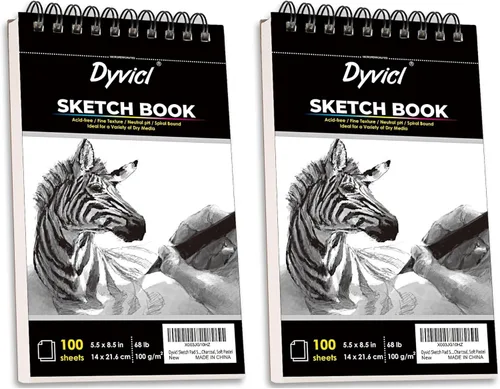 Miniatura 8 de Dyvicl Cuaderno de bocetos de 5.5 x 8.5 pulgadas, 68 lb/100 GSM, 100 hojas, bloc de bocetos en espiral, papel de dibujo sin ácido para artistas