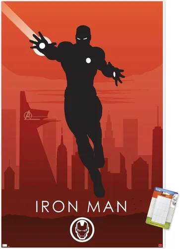 Miniatura 11 de Trends International Marvel Heroic Silhouette - Póster de pared de Iron Man, 14.725 x 22.375 pulgadas, versión enmarcada de madera de granero