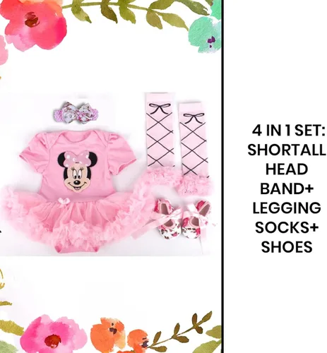 Miniatura 2 de Baby Rae Clothing 4 in 1 Set ShortallHead BandLegging SocksShoes