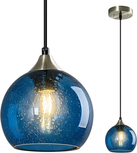 Miniatura 9 de Luces colgantes de vidrio marrón claro, iluminación de isla de cocina, lámparas colgantes de globo, iluminación colgante moderna para dormitorio