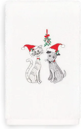 Miniatura 22 de Toalla de mano bordada de lujo 100% algodón turco, racimo de acebo de Navidad