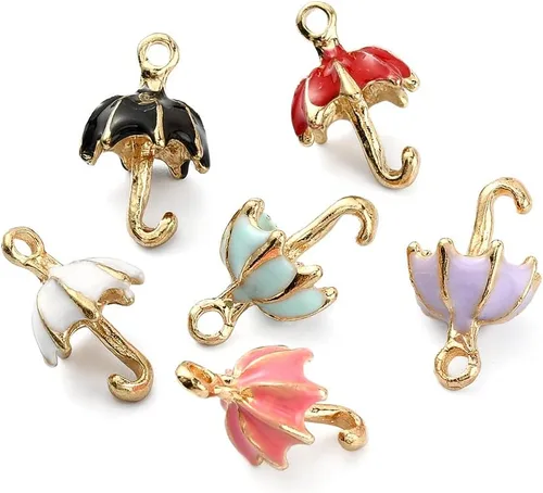 Miniatura 7 de LiQunSweet 20 dijes chapados en oro con cruz esmaltada blanca para hacer joyas Colgantes blancos de cruz
