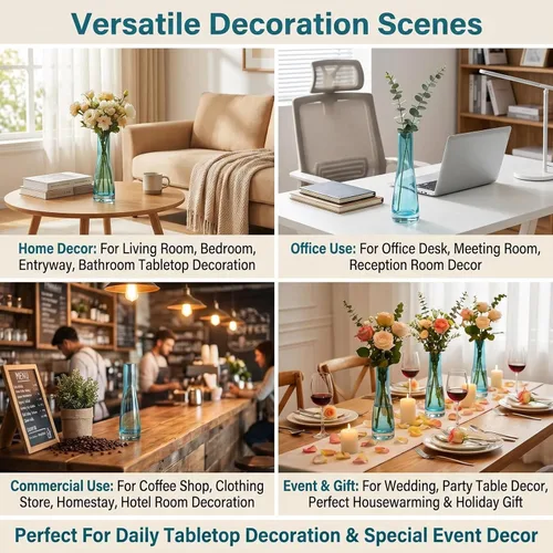 Miniatura 8 de Jarrones de cristal hechos a mano, florero de flores transparentes, jarrones de tallo único, botellas decorativas, centro de mesa para decoración
