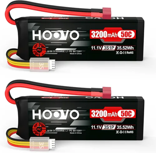 HOOVO 3S 11.1V 3200mAh 50C RC Lipo Batería con conector T para RC Car RC Helicóptero Avión Quadcopter RC Modelos (2 Paquetes)