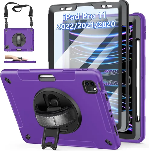 Miniatura 14 de Funda para iPad Pro de 11 pulgadas (2022/2021/2020/2018): Funda de silicona para iPad 11 (4ª/3ª/2ª/1ª) generación con protector de pantalla, Negro