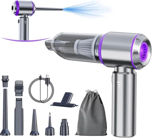 Miniatura 7 de houscly Mini Aspiradora Portátil Inalámbrica Plegable de 20000PA de Alta Potencia, Plumero Comprimido y Soplador de Aire y Bomba 4 en 1, Aspiradora