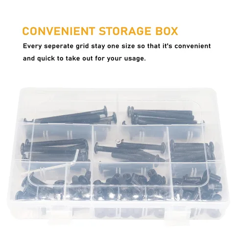 Miniatura 6 de Kit surtido de 100 tuercas hexagonales M6 de cabeza Allen para muebles de cuna, tornillos de conexión M6 x 0.787 in/1.181 in/1.575 in/1.969 in/2.362