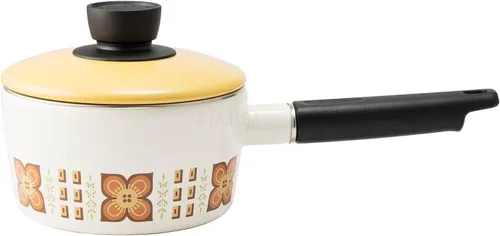 Miniatura 11 de Fuji - Patrón de reimpresión esmaltado de los años 70, Showa Retro, esmalte, olla con una sola mano, bandeja para leche, 5.5 pulgadas (5.5 in)