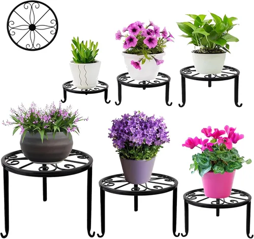 Paquete de 6 Soportes Metálicos para Plantas, Soportes de Servicio Pesado para Macetas de Múltiples Plantas, Estante Anticorrosión para Macetas de