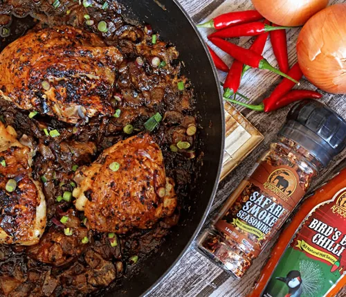 Miniatura 8 de African Dream Foods Mezcla de condimentos con humo Safari con pimientos ahumados, sal marina Ideal para carne, pollo, verduras Molinillo