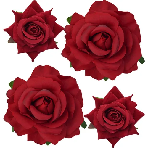 Miniatura 9 de Topbuti Pinza para el pelo de rosa, 4 piezas de tela, pinzas para el cabello mexicano, tocados para mujer, niña, boda, fiesta, día de la madre Negro
