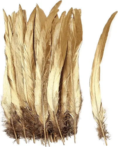 Miniatura 30 de iHUFeather Plumas de cola de gallo naturales, 50 plumas de cola de gallo de 10 a 12 pulgadas de largo, a granel para manualidades, disfraces