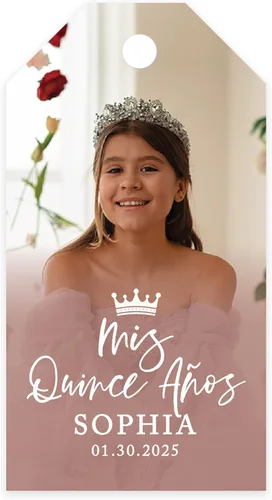 Andaz Press Paquete de 40 etiquetas personalizadas para regalos de quinceañera con cordón, etiquetas clásicas de Mis Quince Años con foto Mis