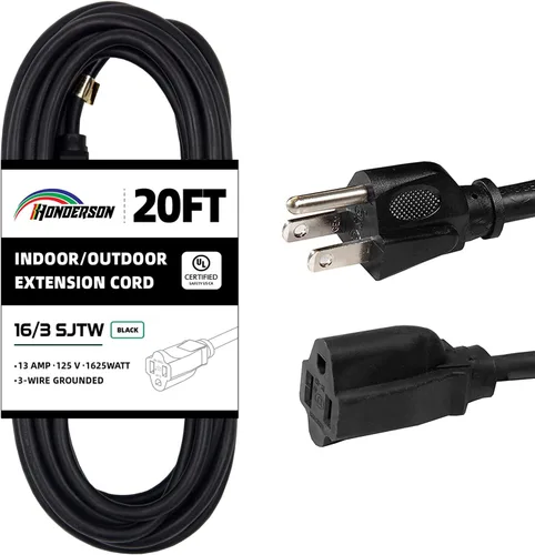 Miniatura 35 de Cable de extensión para exteriores de 10 pies, 16/3 SJTW, cable de extensión verde duradero para luces de Navidad con enchufe de tierra de 3 puntas