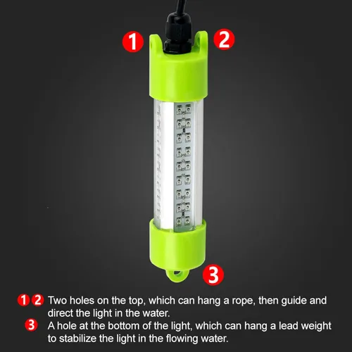 Miniatura 6 de LOSTCAT 18W 45W DC 12V Luz LED verde IP68 impermeable de aluminio súper brillante para cebo de pesca submarina en muelle, luz de pesca subacuática