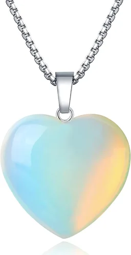 XIANNVXI Collares con colgante de piedras preciosas de corazón de cristal curativo, brujería espiritual natural, joyería de piedra de cuarzo Reiki
