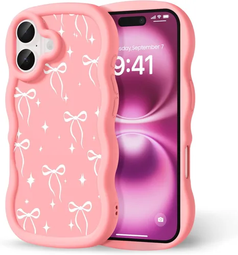 Miniatura 209 de Compatible con iPhone SE/8/7 Funda para Mujeres y Niñas, Marco Ondulado Rizado con Patrón Lindo, Estética Delgada Suave Silicona TPU Parachoques