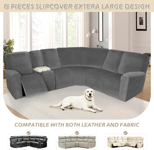 Miniatura 461 de Arfntevss Fundas de sofá seccional reclinable de terciopelo, Funda de sofá seccional de esquina para sofá reclinable, Funda elástica suave