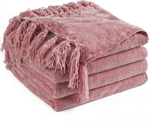 Miniatura 21 de Manta de Chenilla para Sofá 50"X 60", Mantas Suaves y Acogedoras con Flecos con Borlas para Cama Sofá Silla Cubierta, Mantas Decorativas Bohemias