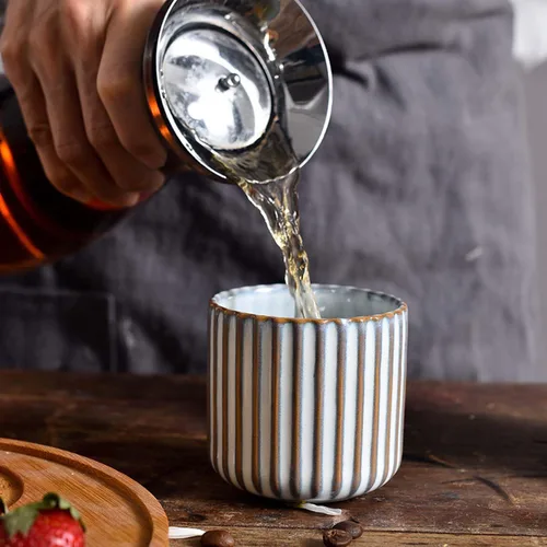 Miniatura 4 de Tazas de té japonesas retro de cerámica, tazas de vino, tazas de agua, restaurantes, oficinas en casa blanco Vientre de pescado blanco