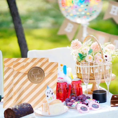 Miniatura 6 de Elvielsl Paquete de 100 bolsas de papel, bolsas de regalo de fiesta, bolsa de regalo pequeña para dulces, galletas, palomitas de maíz, aperitivos