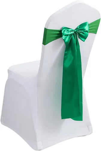 Miniatura 18 de Paquete de 100 bandas de elastano para silla, lazos de satén de color azul para bodas, eventos, banquetes, hoteles, hogar y cocina, 100